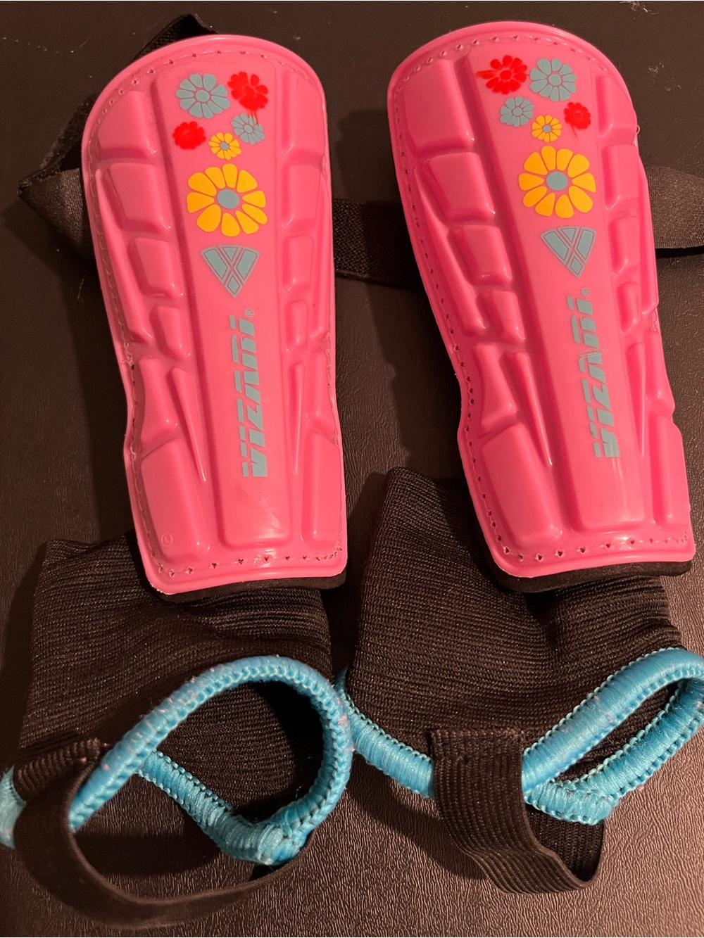 Vizari Kids Pink Floral Soccer Shin Guards